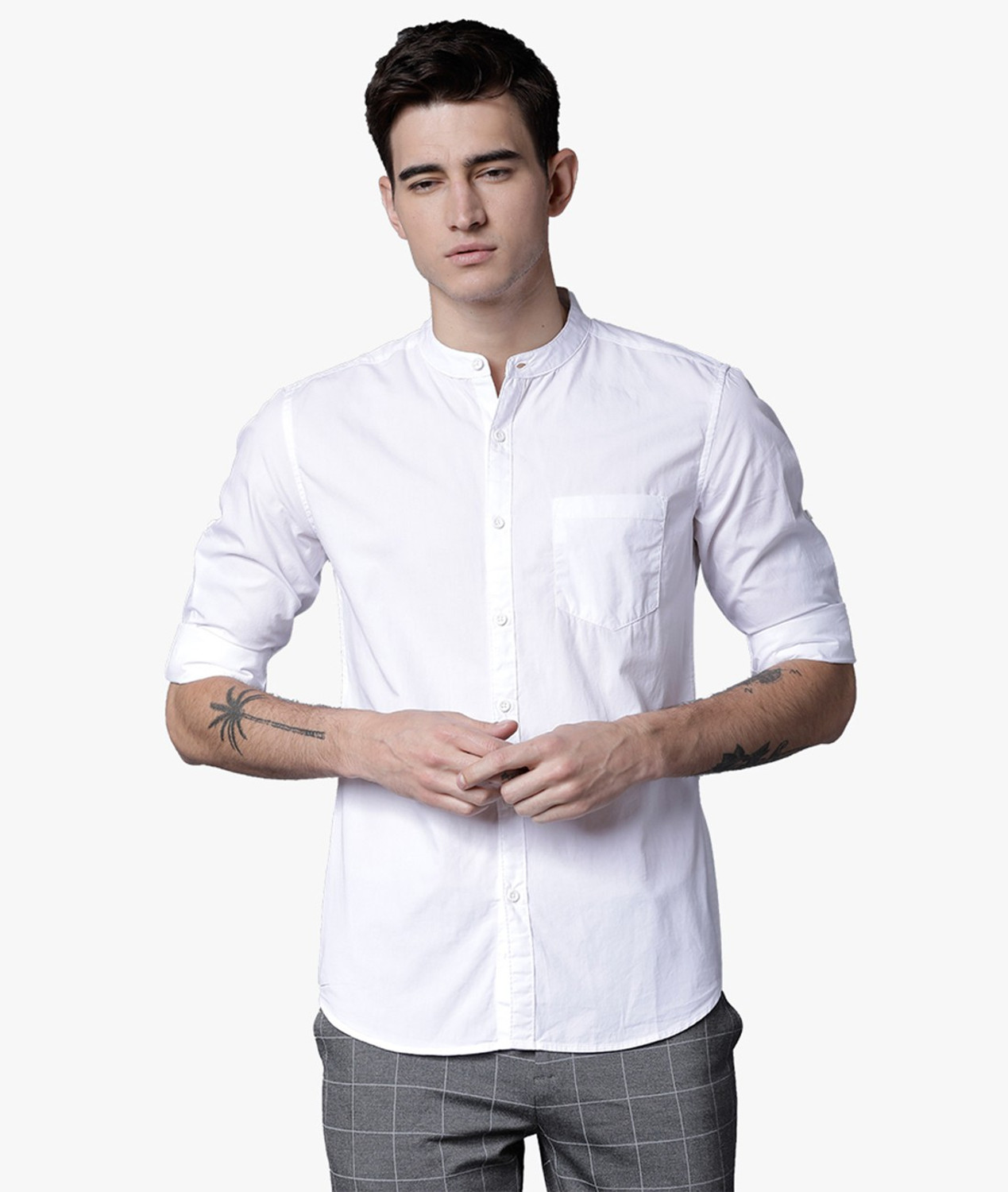 Image of HIGHLANDER Men Solid Casual White Shirt