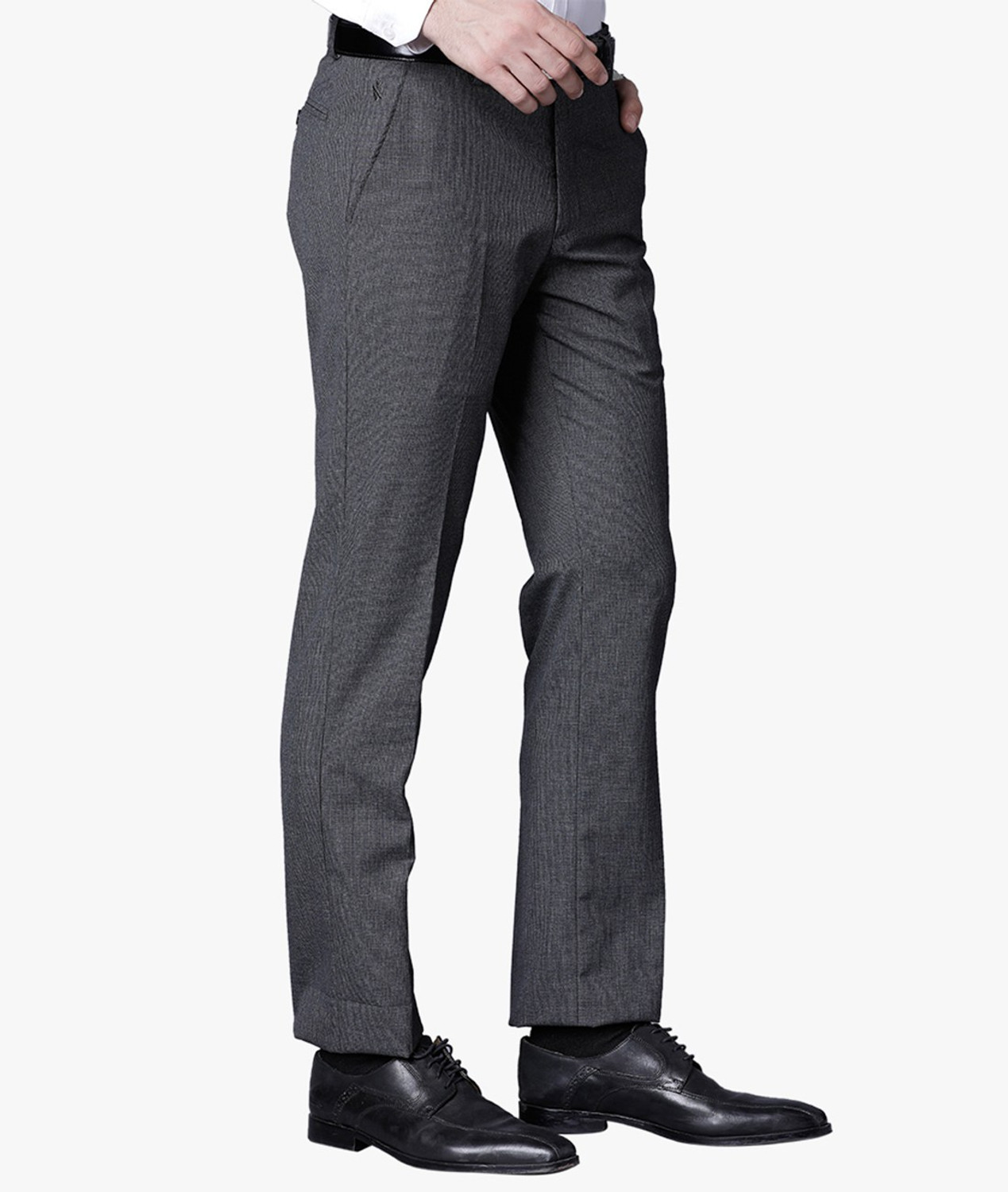 Image of Black Coffee Regular Fit Men Black Trousers