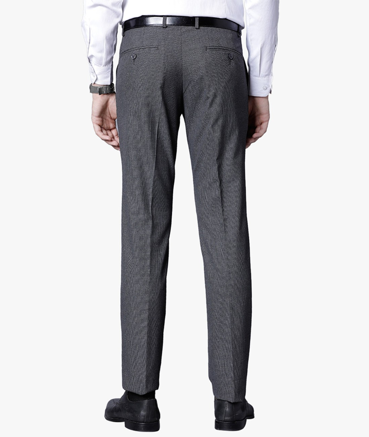 Image of Black Coffee Regular Fit Men Black Trousers
