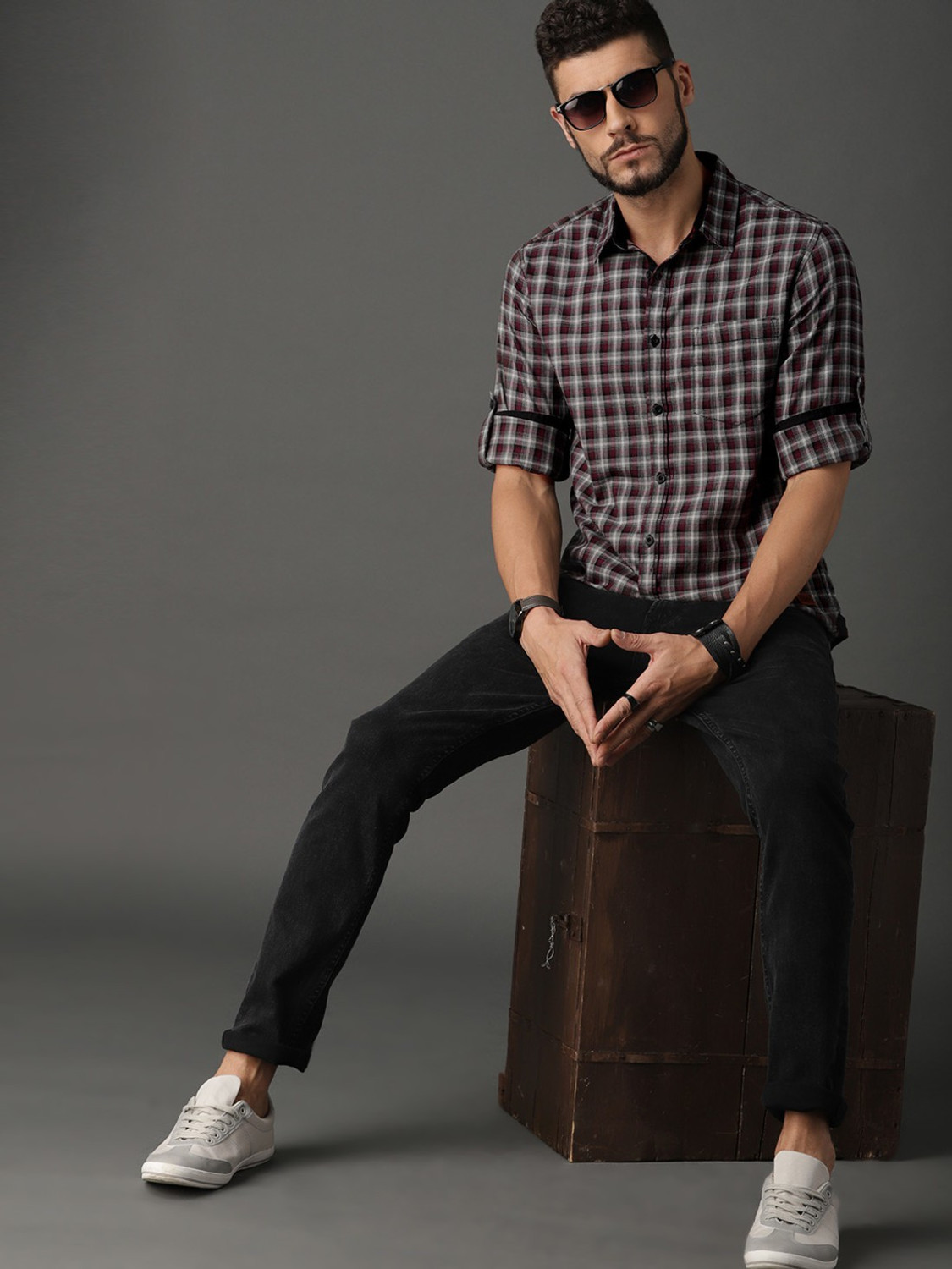 Image of Roadster Men Checkered Casual Multicolor Shirt