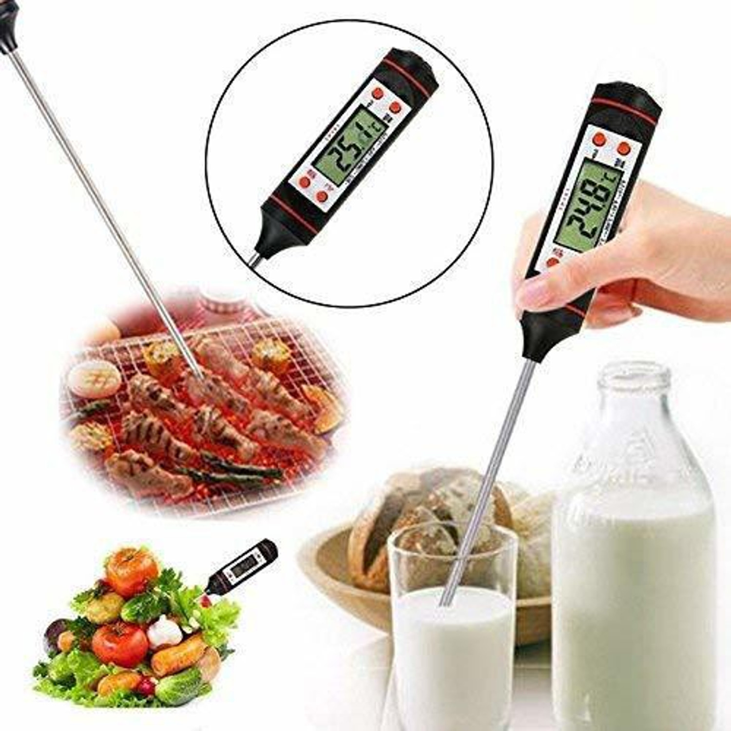 Image of Cutezy Digital LCD Cooking Food Meat Probe Kitchen BBQ Temperature Test Pen Instant Read Thermocouple Kitchen Thermometer