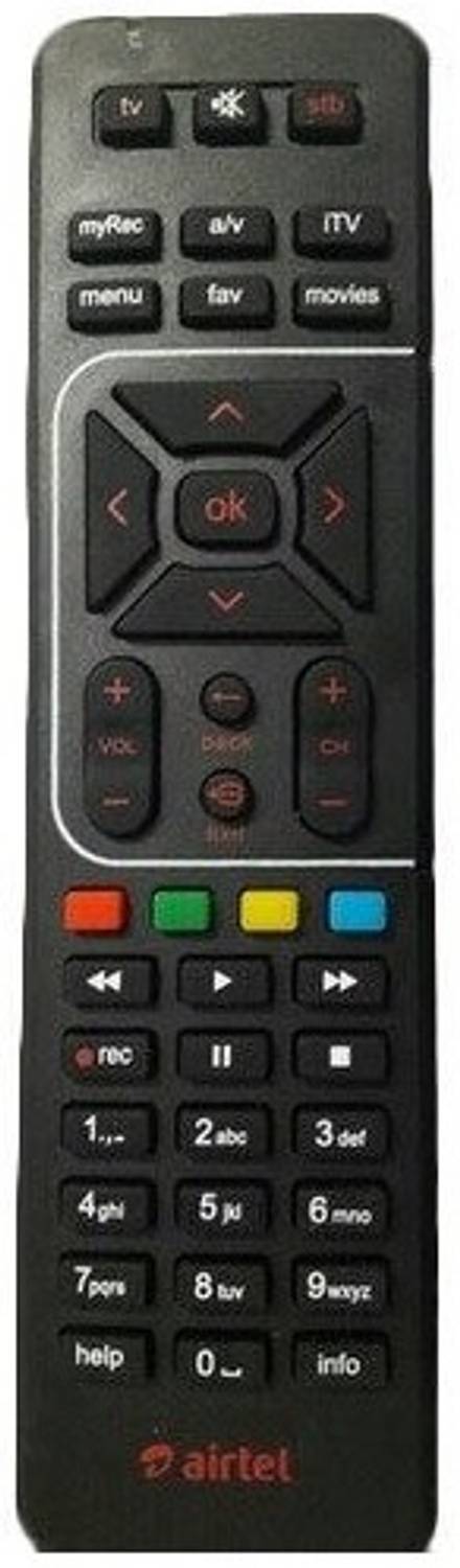 Airtel Hd Set Top Box Remote Airtel Remote Controller (Black)