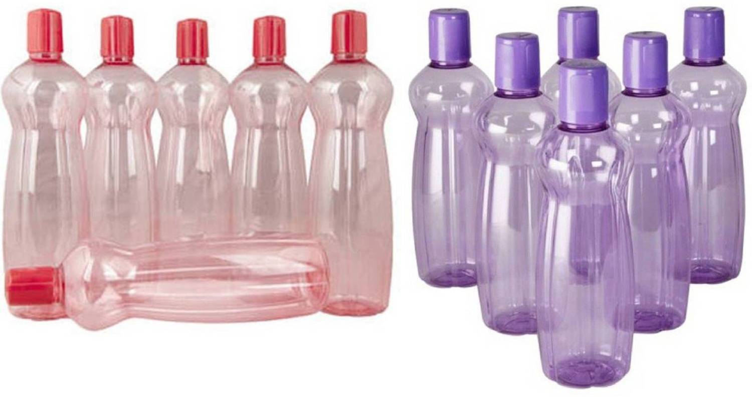 MILTON Pacific Red and Purple Plastic Fridge Water Bottle Set of 12 1000 ml PET Bottle