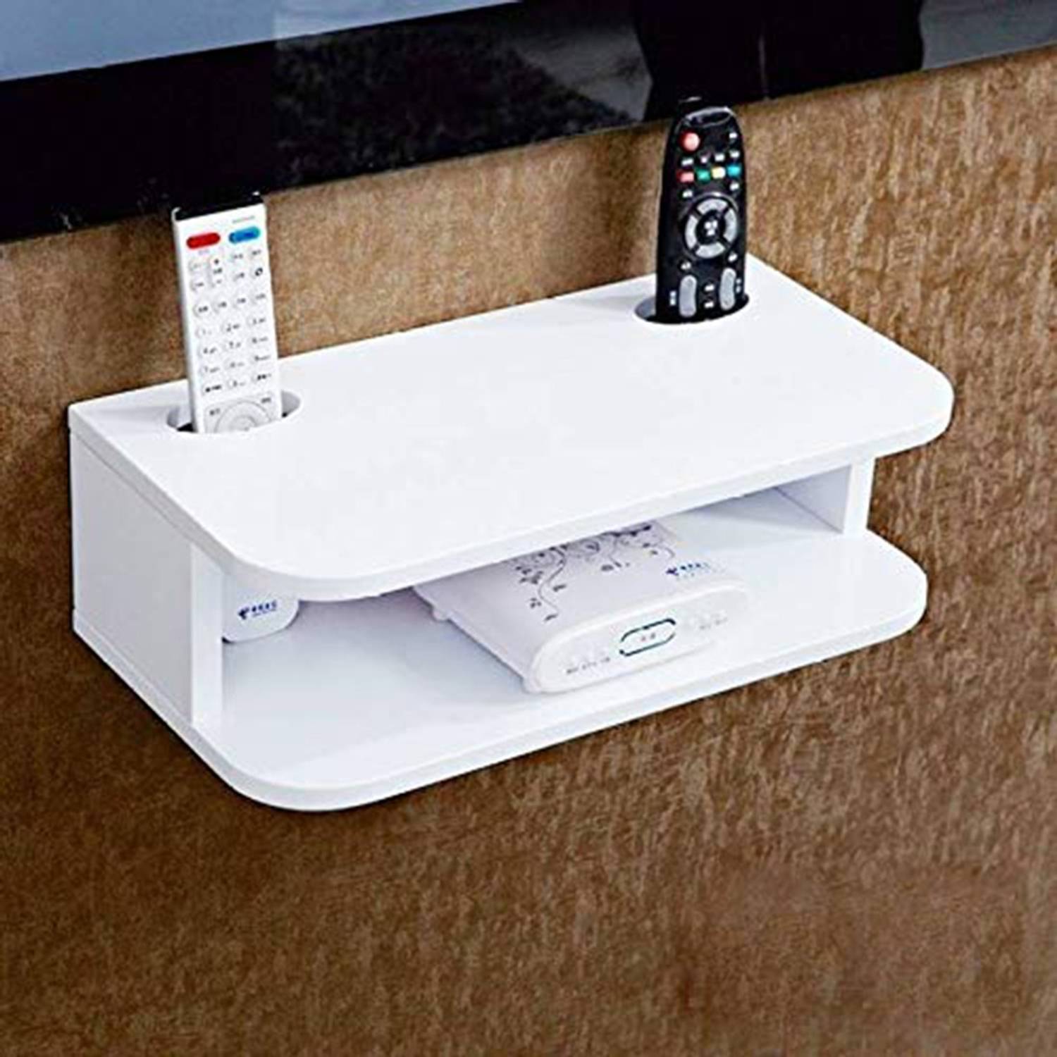 AmazingShopee Wall Remote Set up Box Stand MDF (Medium Density Fiber) Wall Shelf