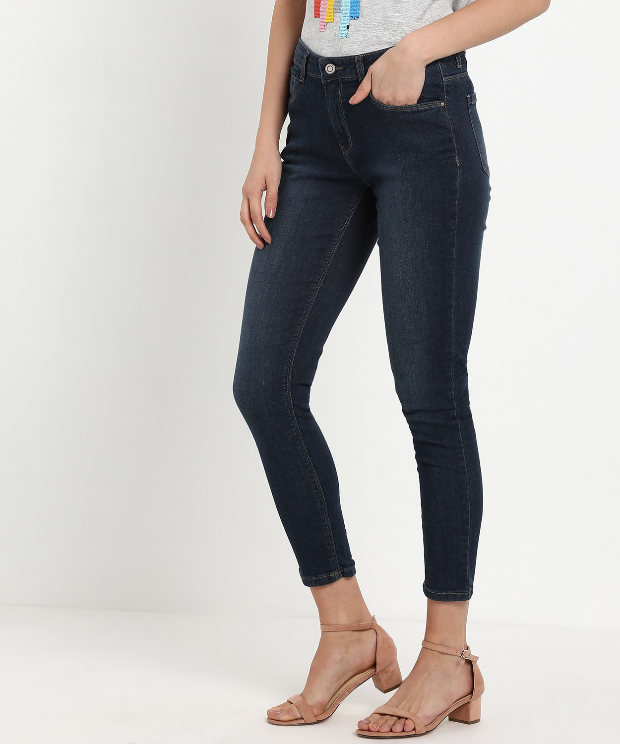 Image of FLYING MACHINE Slim Women Dark Blue Jeans