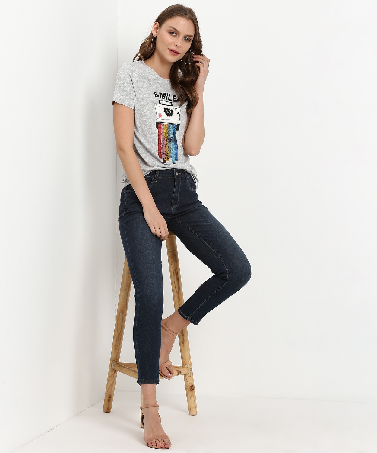 Image of FLYING MACHINE Slim Women Dark Blue Jeans