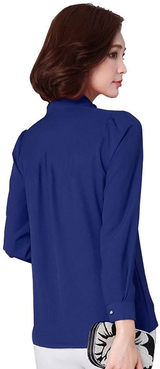 Image of Tishani Women Solid Casual Blue Shirt
