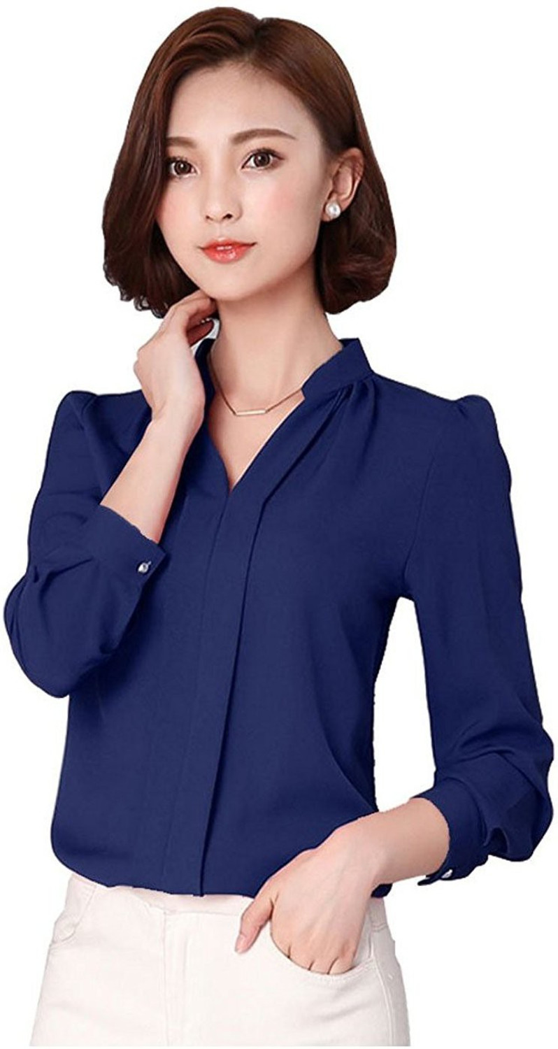 Image of Tishani Women Solid Casual Blue Shirt
