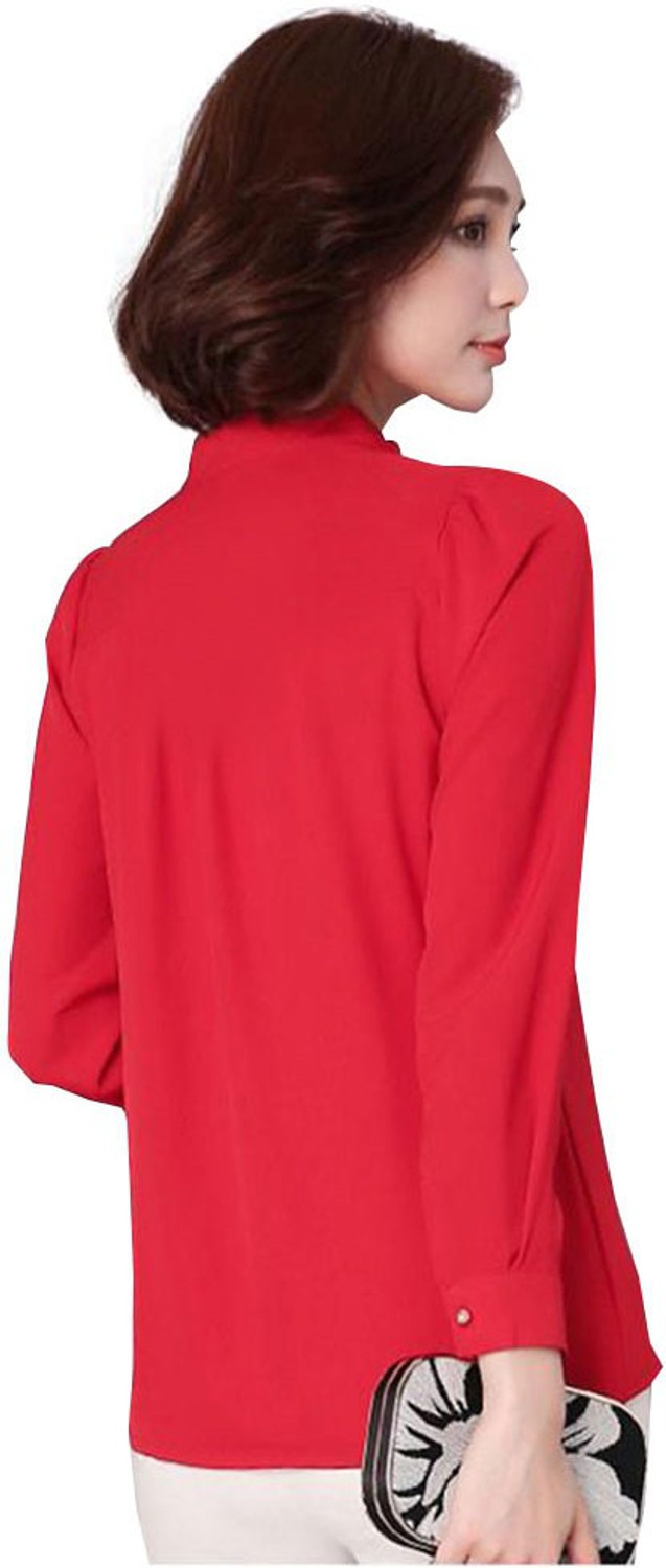 Image of Tishani Women Solid Casual Red Shirt