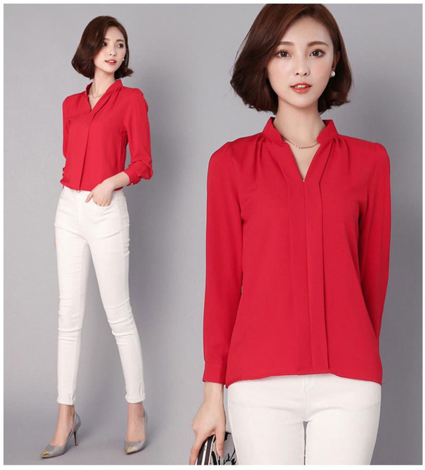 Image of Tishani Women Solid Casual Red Shirt