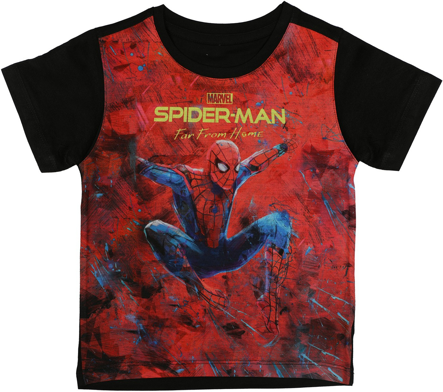 Image of Spiderman Boys Typography, Printed Polycotton Regular T Shirt