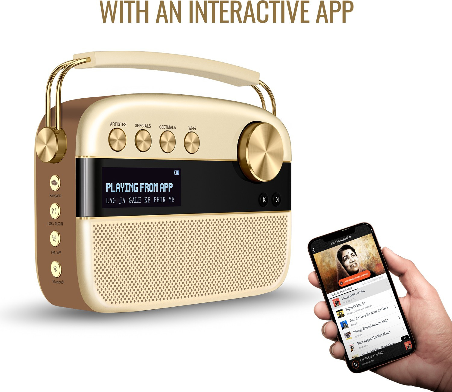 Image of SAREGAMA 2.0 Wine Gold (Champagne Gold) - Sound by 10 W Bluetooth Home Theatre