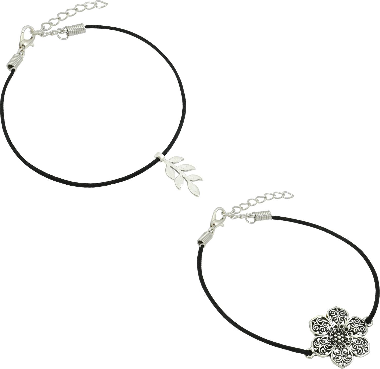 18 Fashion Street Combo Pack of 2 Single Leg Thread Anklet Cotton Dori Anklet