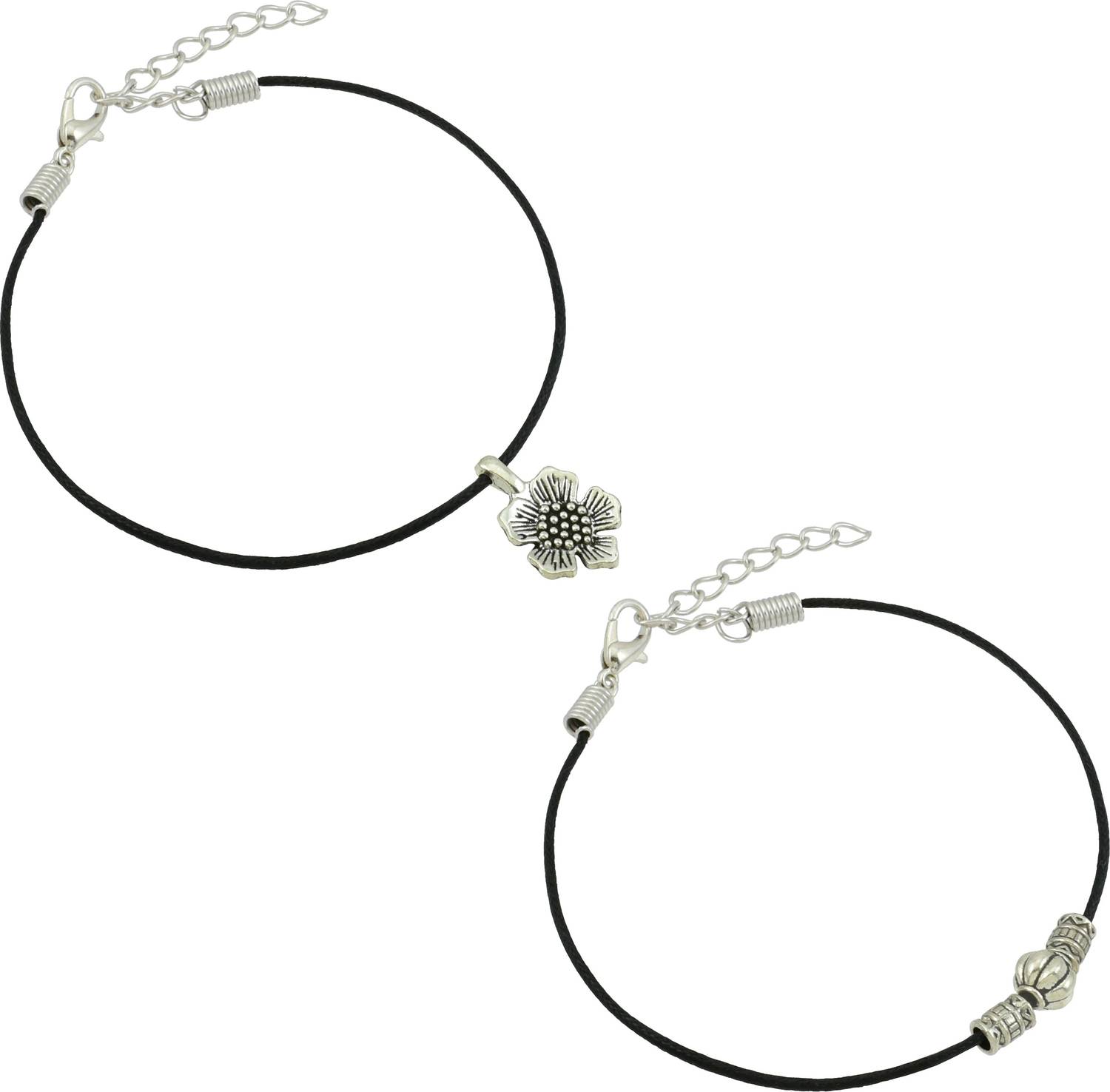 18 Fashion Street Combo Pack of 2 Single Leg Thread Anklet Cotton Dori Anklet