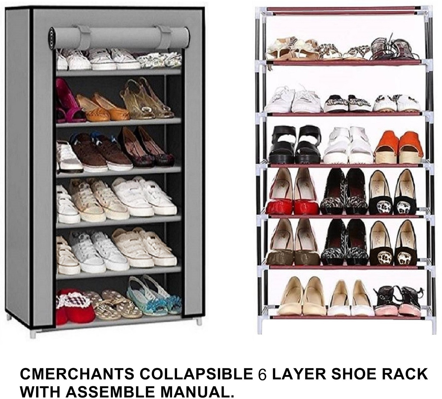 Image of CMerchants Shoe Stand 6 Layer Metal Collapsible Shoe Stand