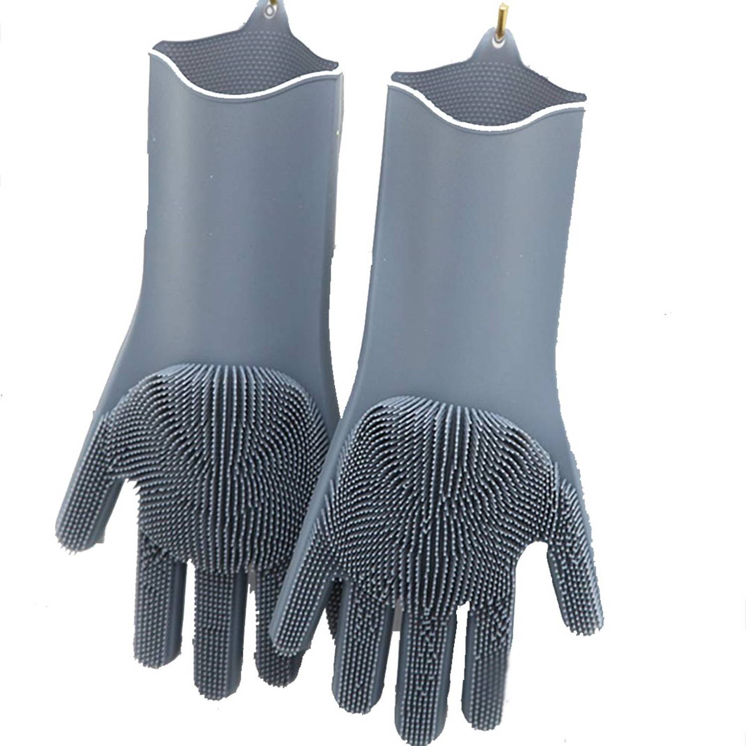Aksvita Silicone Heat Resistant Rubber Dish Washing Gloves with Wash Scrubber Wet and Dry Disposable Glove Set
