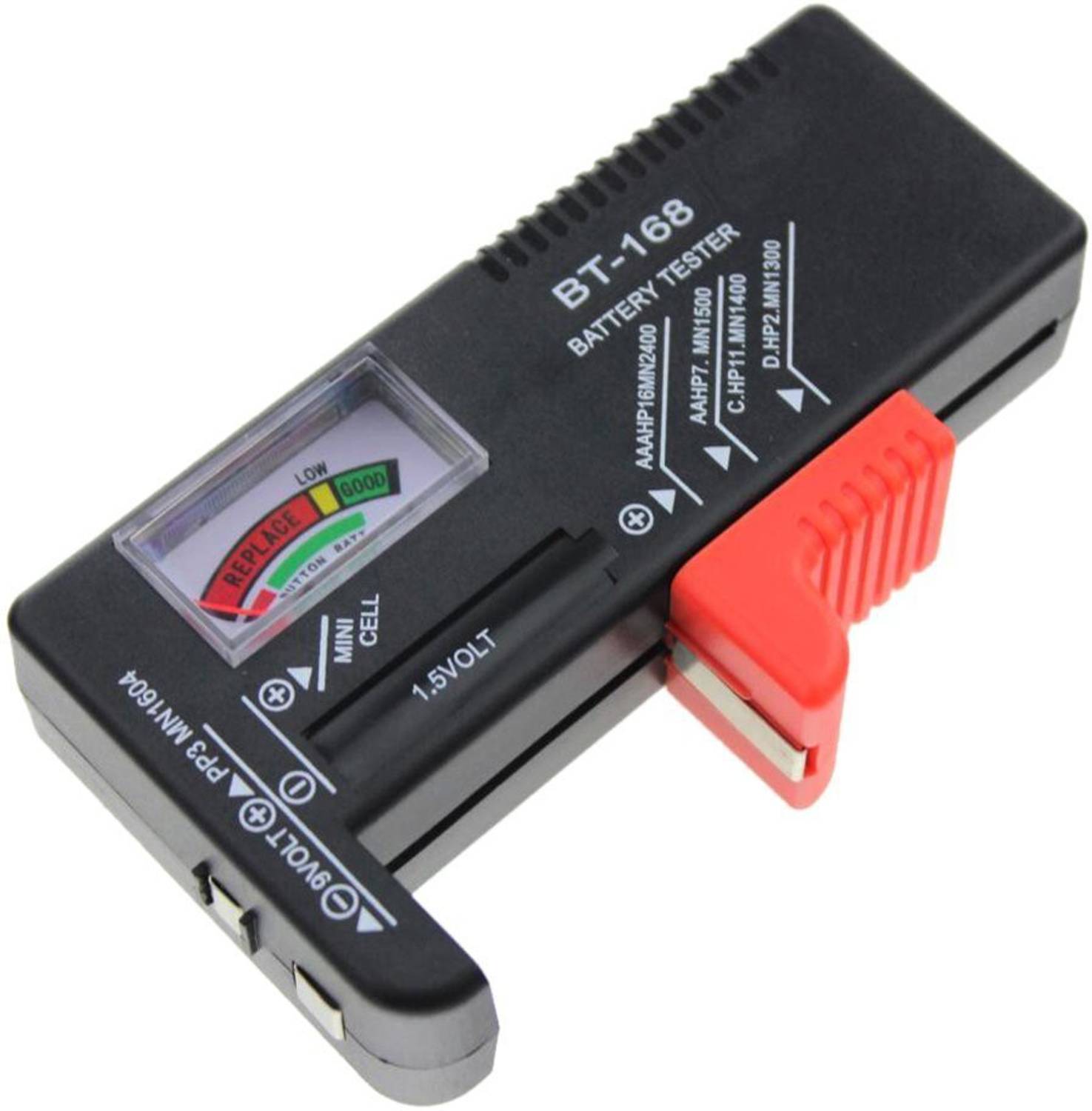 BLAPOXE Battery Tester for AA/AAA/C/D/9-volt Voltage Indicator Universal Battery Checker Button Cell Batteries Analog Battery Tester
