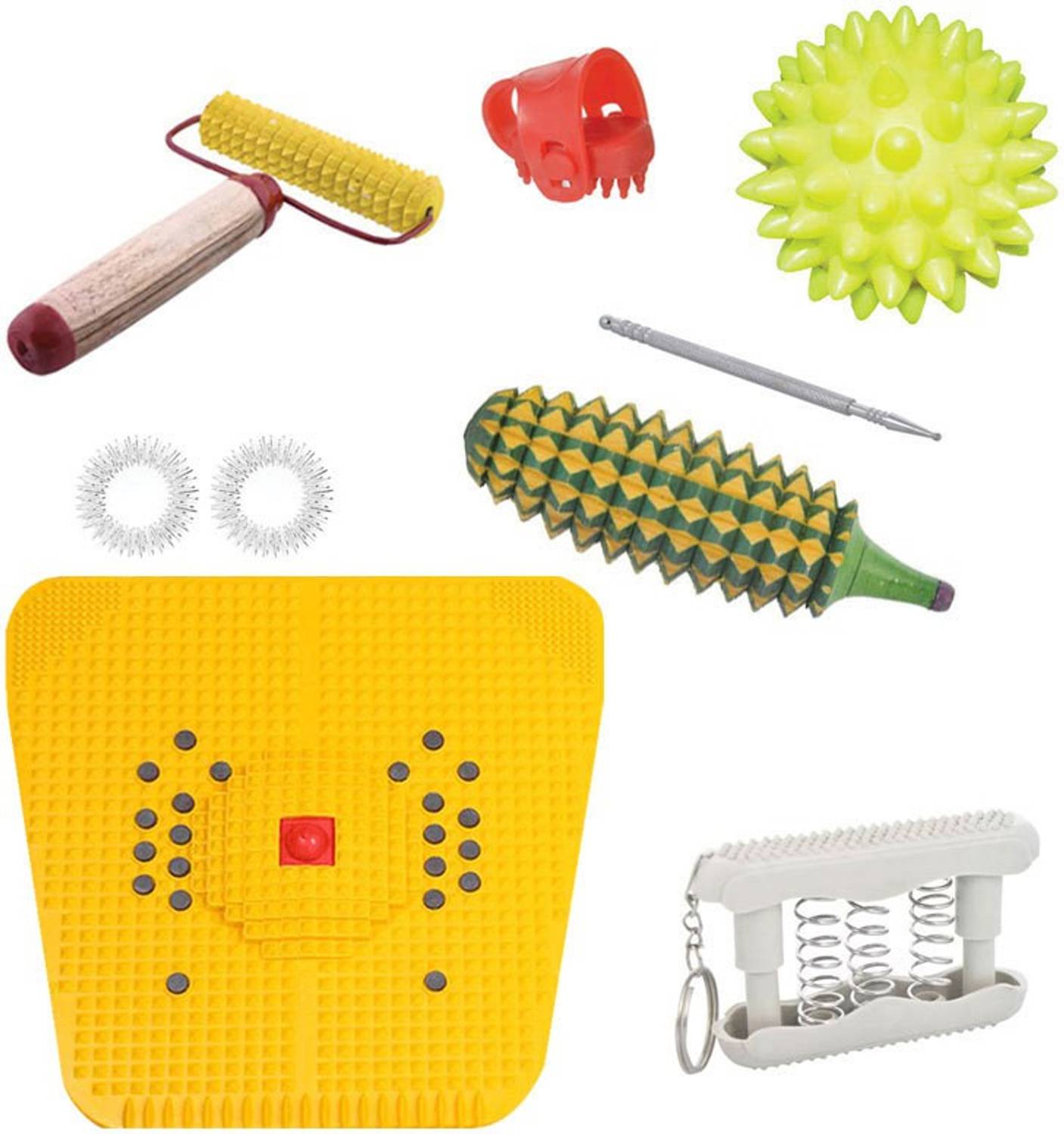 Accufit AF02 Acupressure Massager Tools Combo Kit with Bio-Magnetic Power Foot Mat (Magneto-Therapy) for Stress and Pain Relief Massager