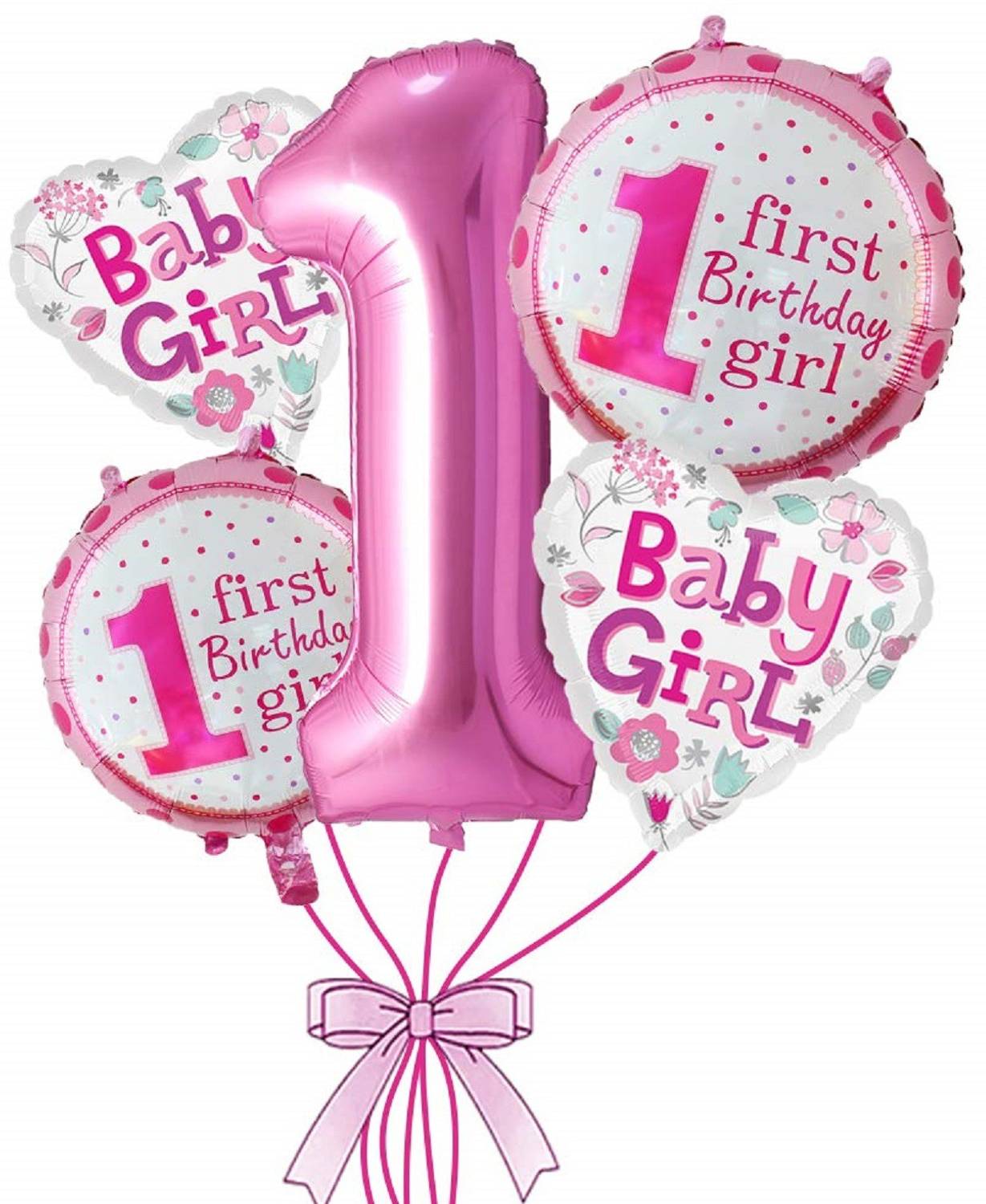 AARK PLANET Solid Printed First Birthday girl Air-Toy-Foil-Helium Balloons For Birthday Balloon