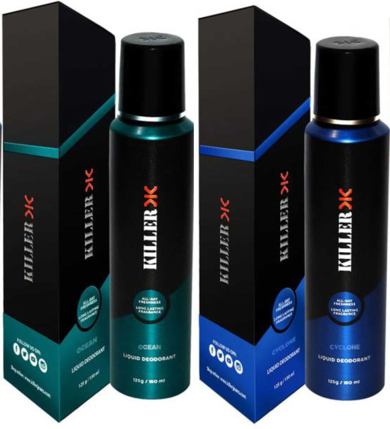 Image of KILLER Ocean, Cyclone (150ml Each) Deodorant Spray - For Men & Women
