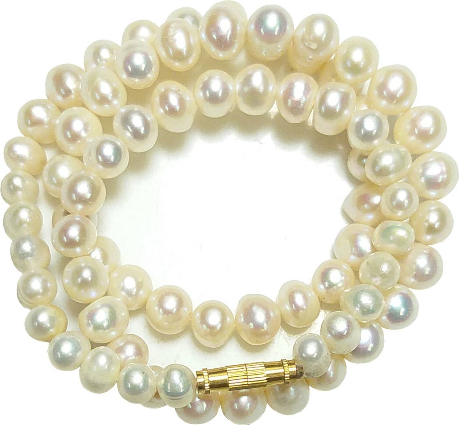 ALDOMIN Aldomin White Natural Energized Fresh Water Pearl Moti Healing Crystal Rosary Necklace Mala (7 To 8 MM) Pearl Crystal Necklace