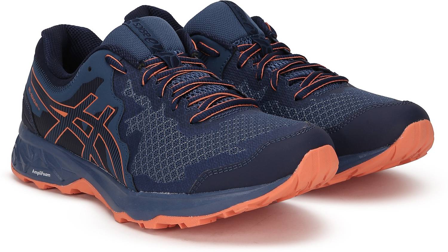 ASICS Gel-Sonoma 4 Mens Trail Running Shoes Navy Orange 1011A177 Size 10 Asics Gel Sonoma 4 M 1011A177-001 shoes Black Blue  main image 3