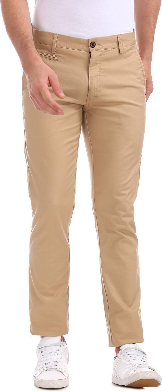 ARROW Slim Fit Men Brown Trousers