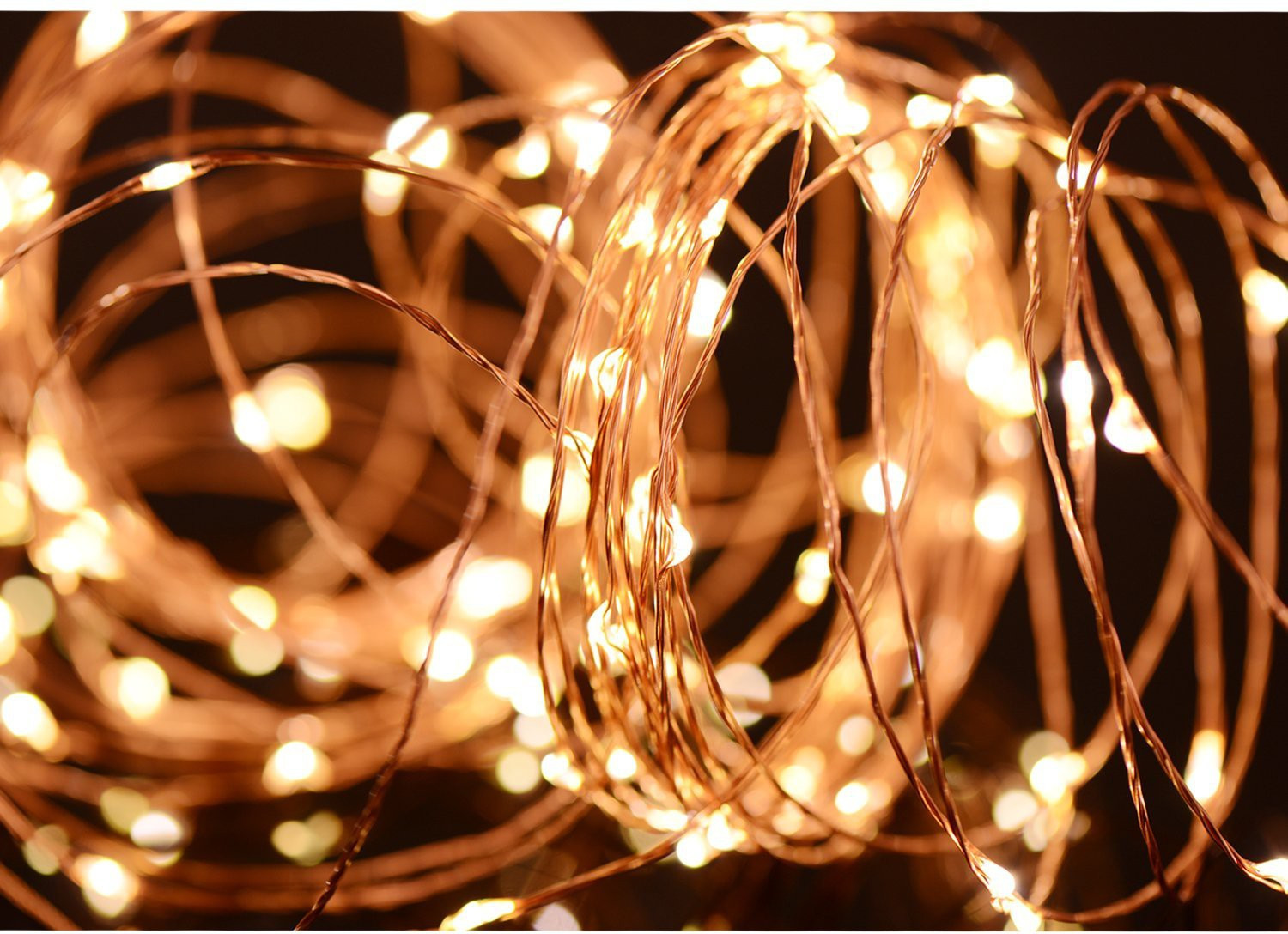 Image of MANSAA 100 LEDs 10.06 m Yellow, Gold Steady String Rice Lights