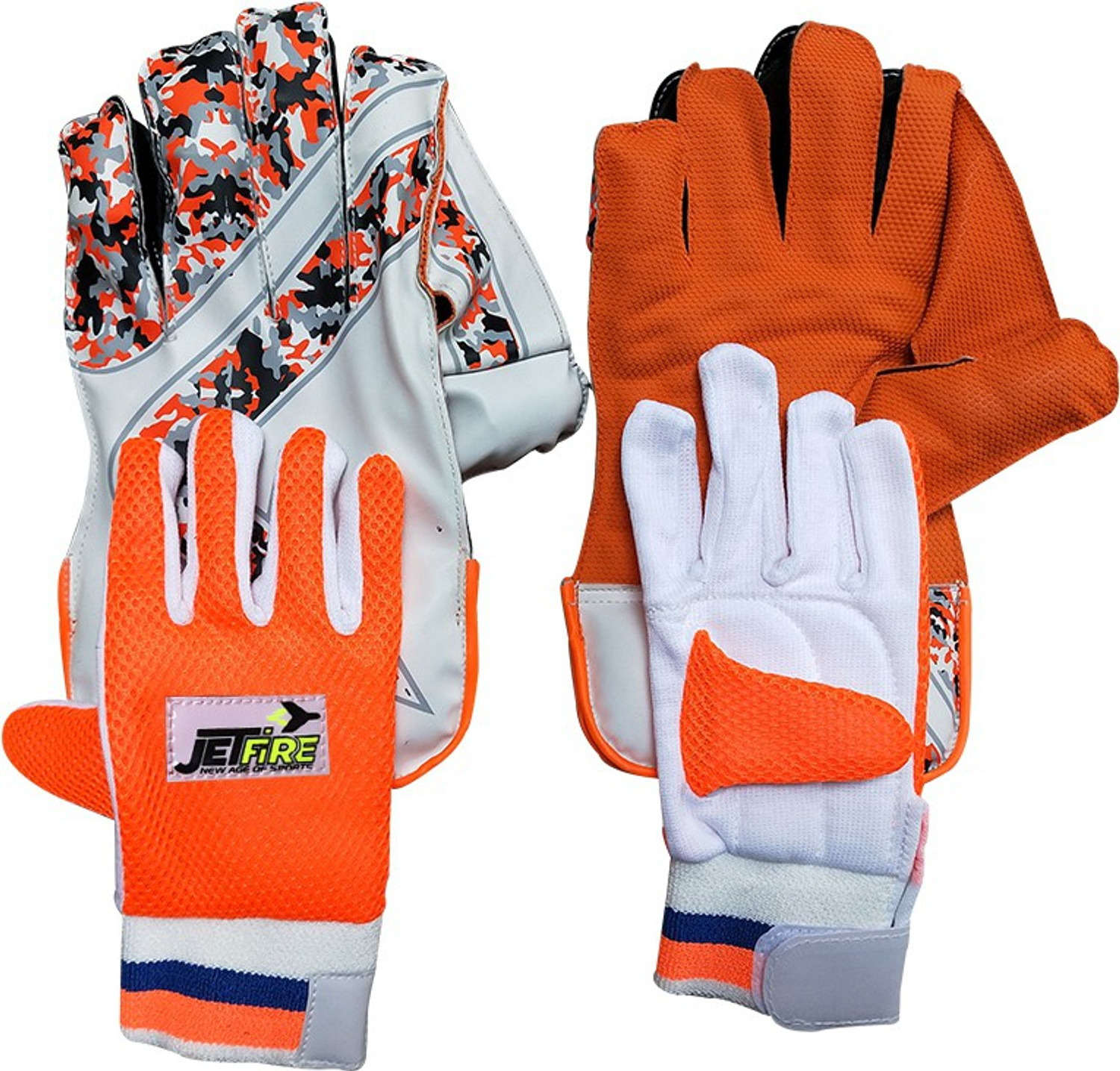 Image of JetFire Practice Wicket Keeping Gloves Combo With Inner Gloves (Men, Orange) Wicket Keeping Gloves
