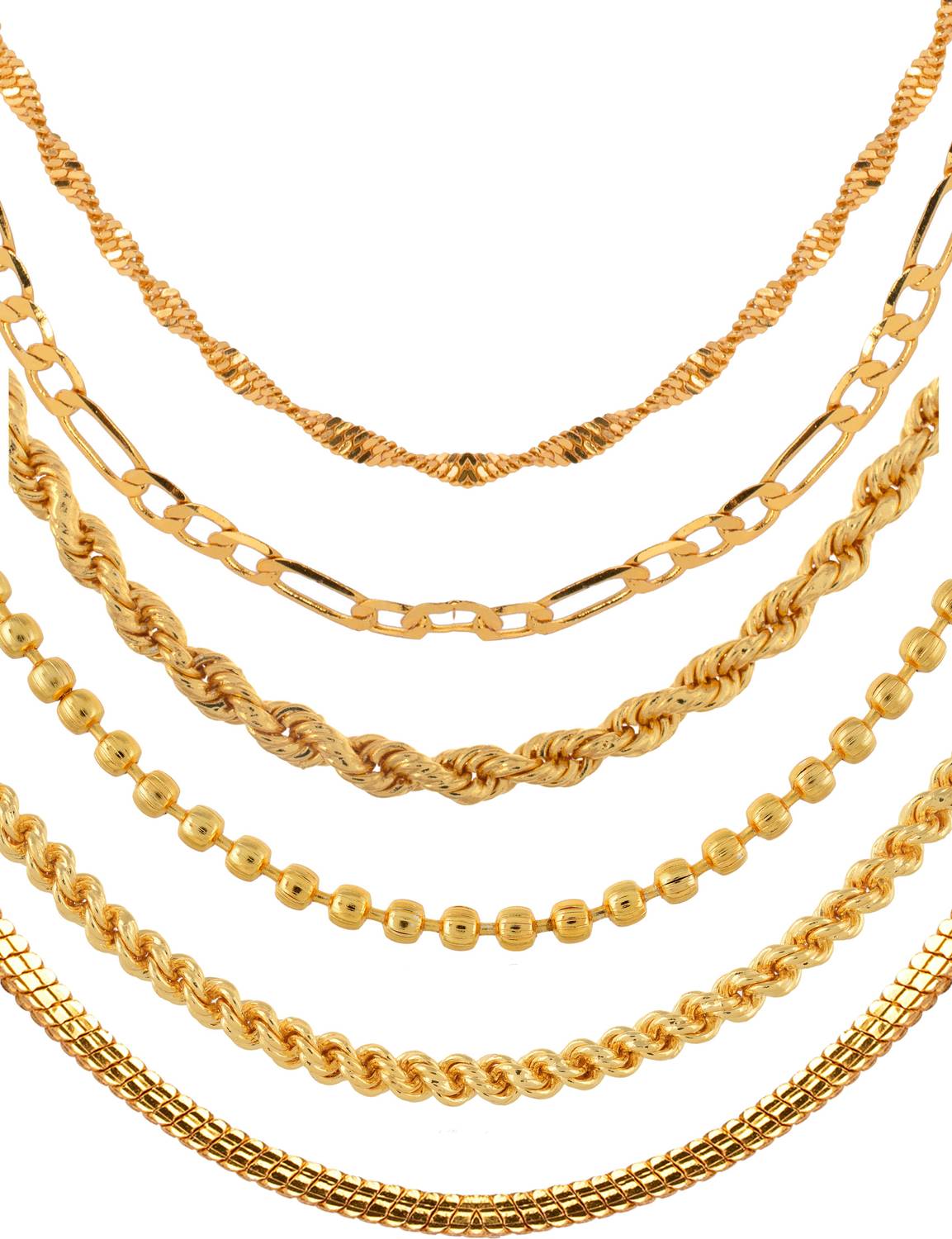 AanyaCentric 22inches Long Trendy Fancy Latest Design Neck Chain Combo Pack for Men Women Gold-plated Plated Brass Chain