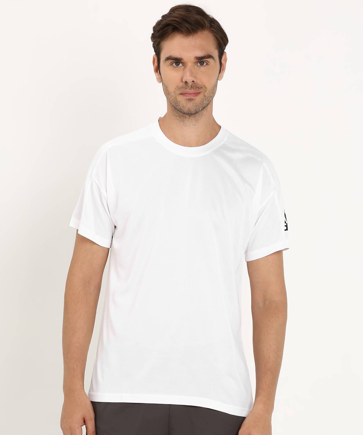 ADIDAS Solid Men Round Neck White T-Shirt