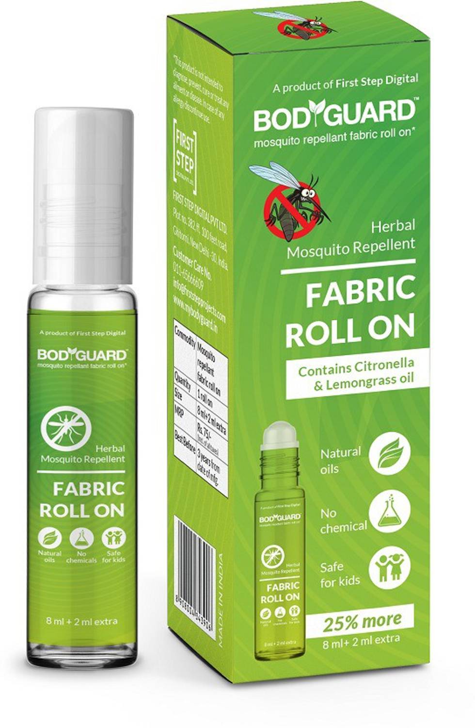 BodyGuard Herbal Mosquito Repellent Fabric Roll On for Kids | 8 Hours Protection