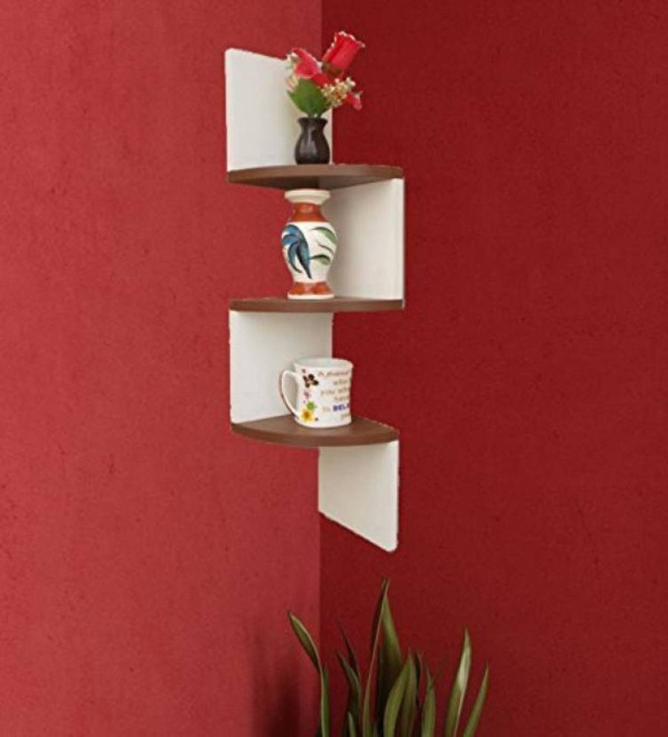 DreamyDesign Corner Gift ZigZag Rack Wooden Wall Shelf Wooden Wall Shelf