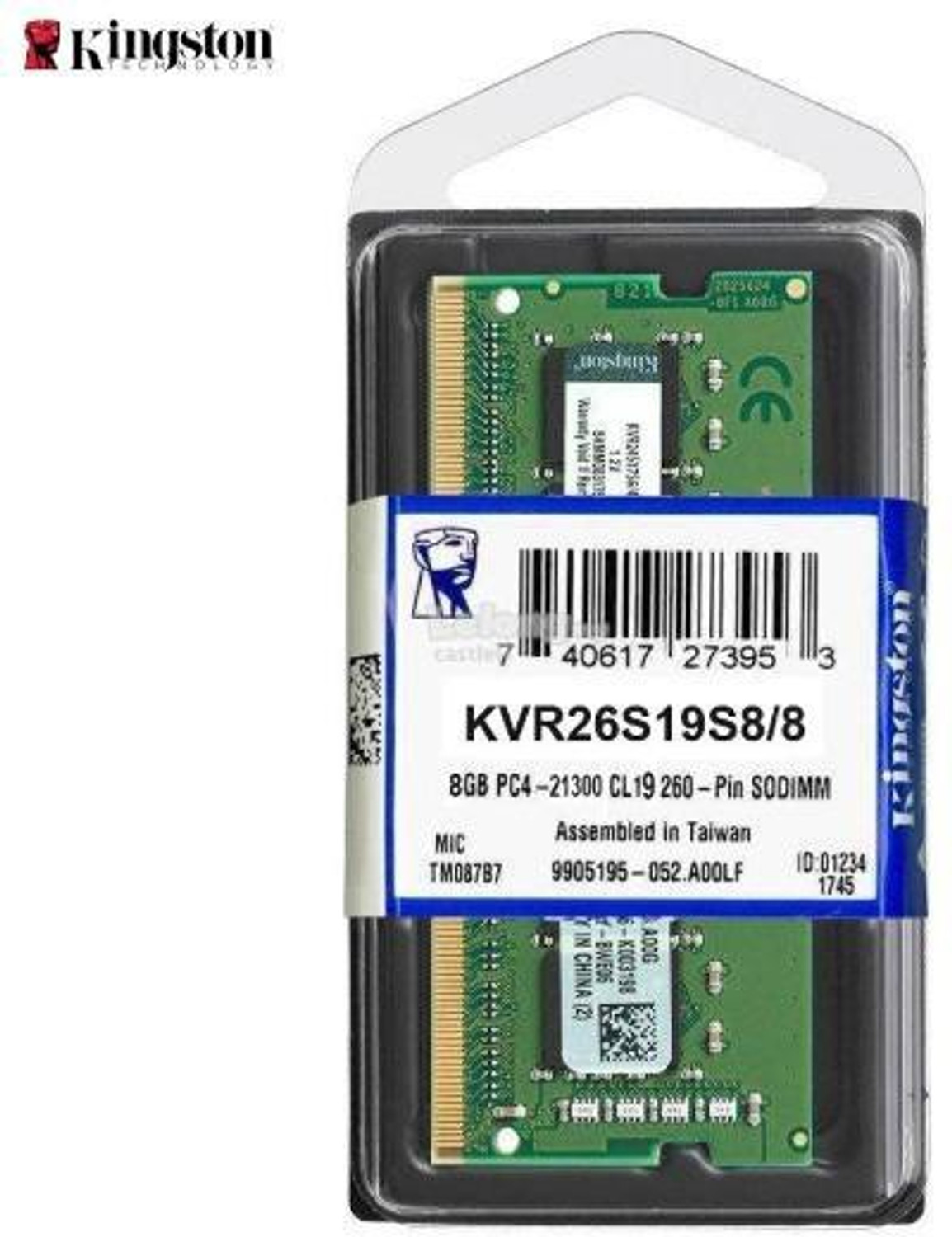 Image of KINGSTON 2666Mhz laptop RAM Memory DDR4 8 GB (Single Channel) Laptop (KVR26S19S8 /8 PC4-21300 DDR4)