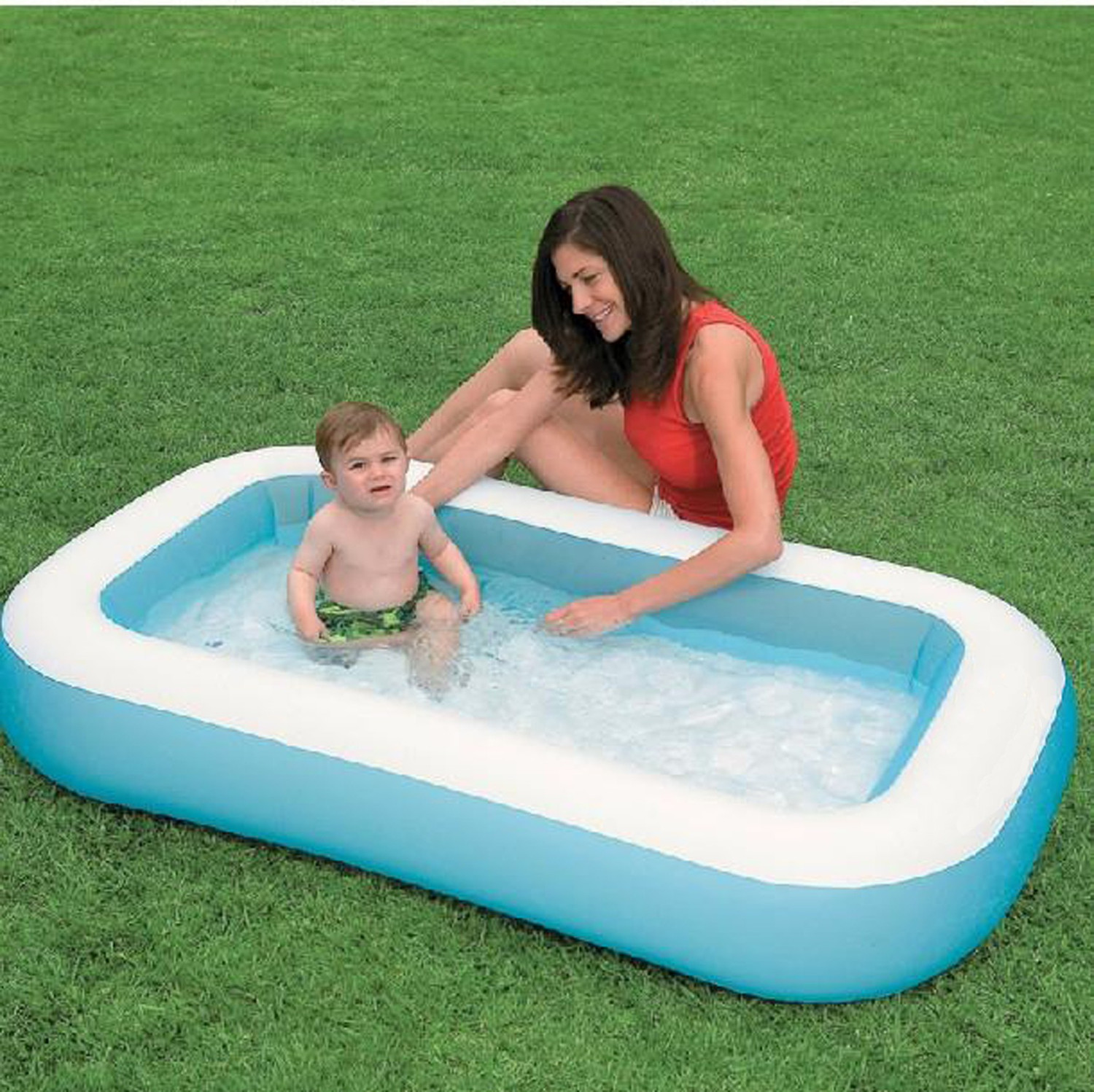 Image of Fossilbeater Combo 6 Feet Inflatable Bath Tub with Air Hand Pump Inflatable Swimming Pool
