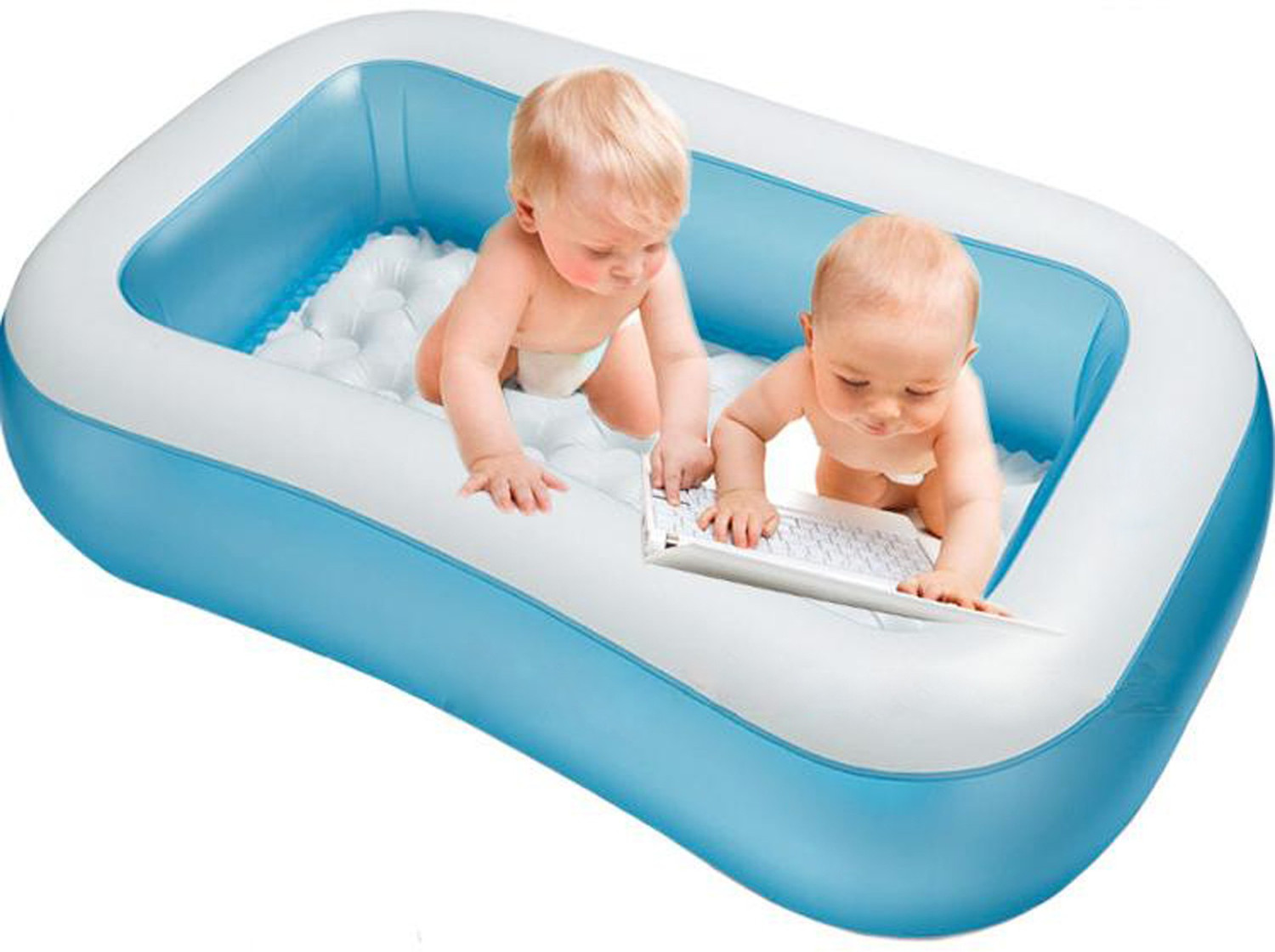 Image of Fossilbeater Combo 6 Feet Inflatable Bath Tub with Air Hand Pump Inflatable Swimming Pool