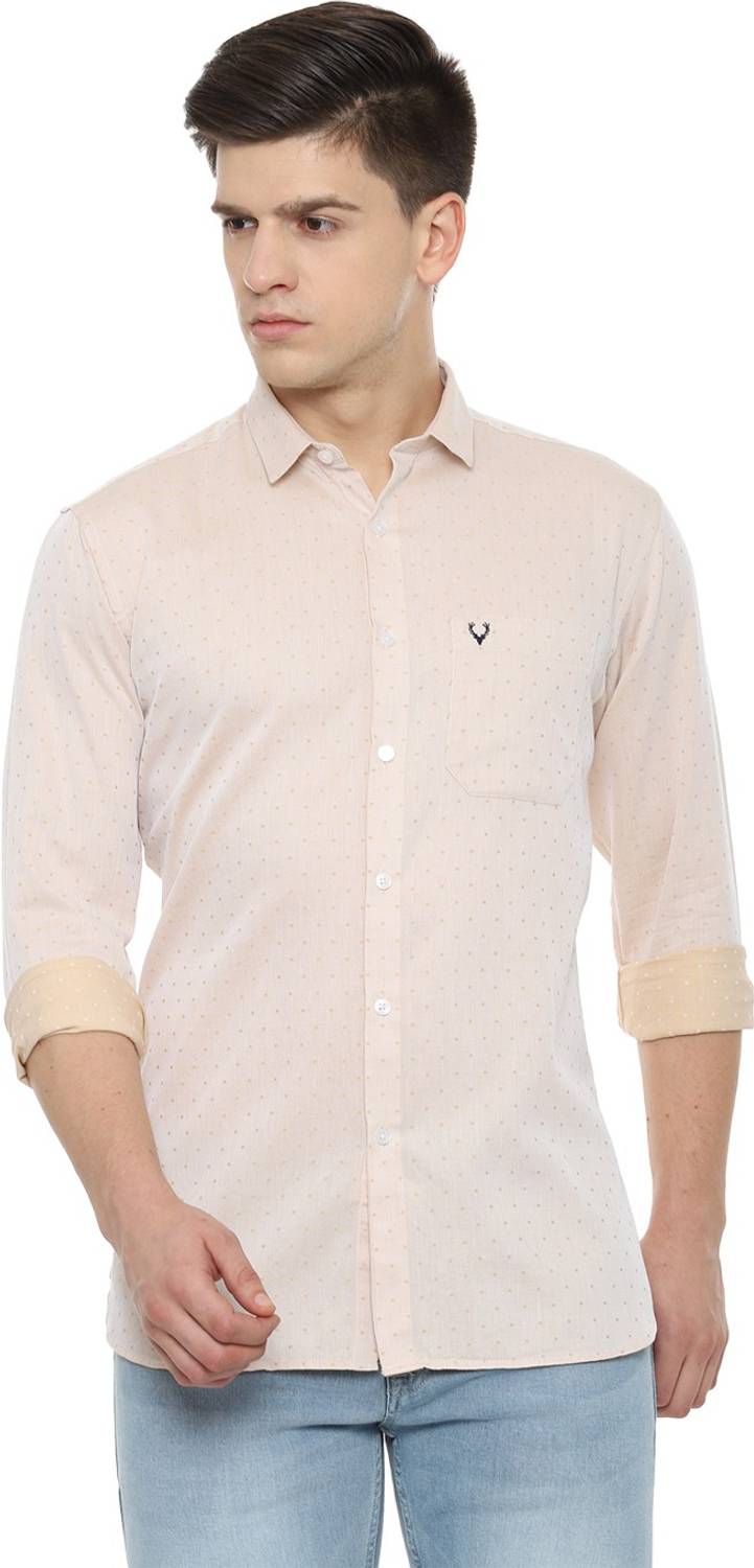 Allen Solly Men Printed Casual Beige Shirt