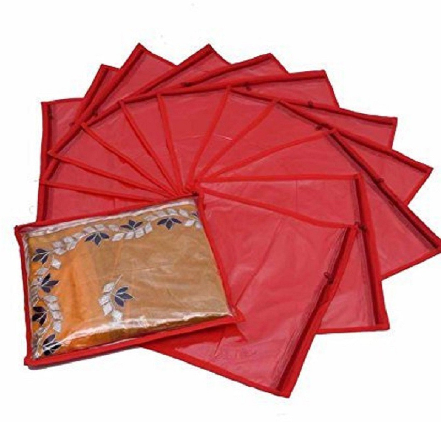 Image of KUBER INDUSTRIES Plain Non Woven Single Packing Saree Cover 12 pcs Set (Red) ,CTKNEW103 CTKNEW0103