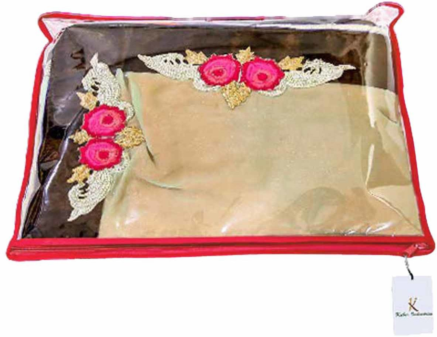 Image of KUBER INDUSTRIES Plain Non Woven Single Packing Saree Cover 12 pcs Set (Red) ,CTKNEW103 CTKNEW0103