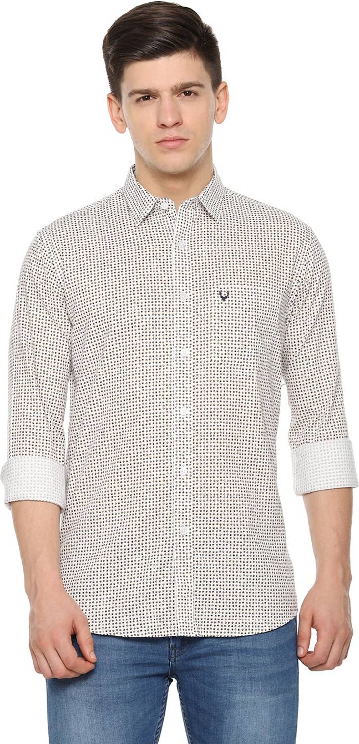 Allen Solly Men Printed Casual White, Black, Grey Shirt