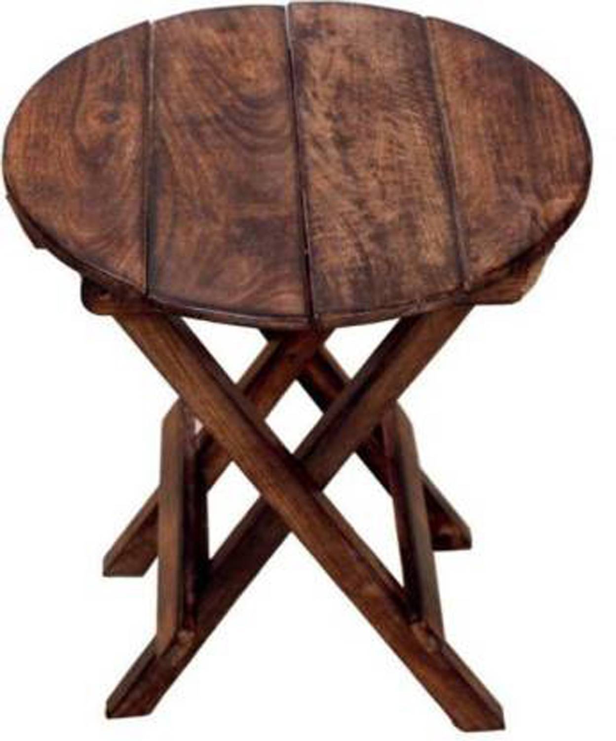 Authentic Handicraft Multipurpose Foldable Small Round Wooden Sto