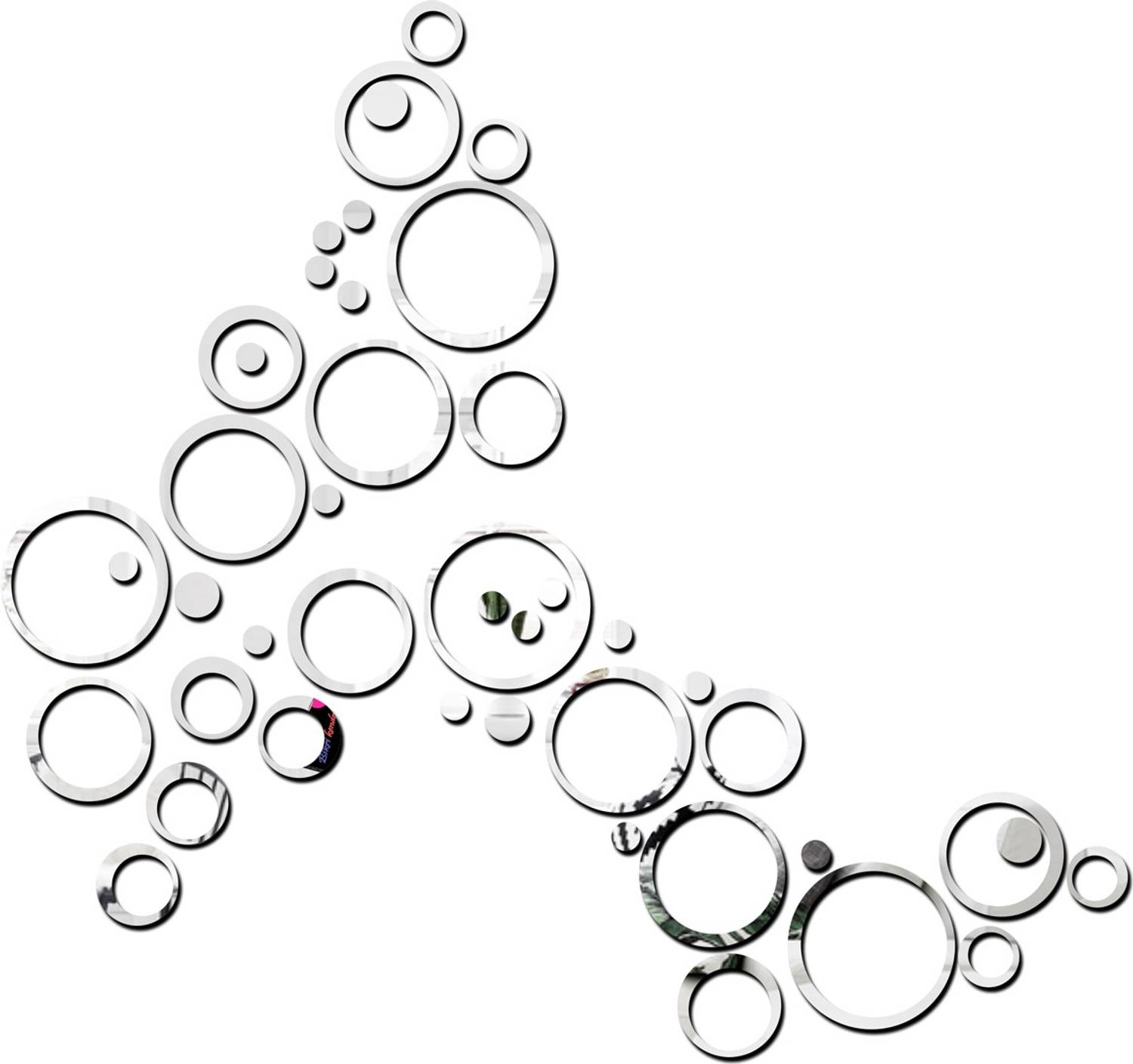 Bikri Kendra 100 cm Ring and dots 44 silver - 3D acrylic decorative mirror wall stickers Self Adhesive Sticker