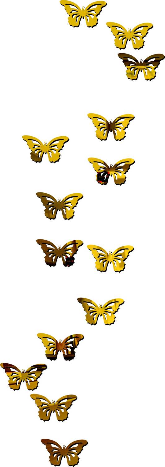 Bikri Kendra 150 cm 14 butterfly golden 3D acrylic mirror wall sticker Self Adhesive Sticker