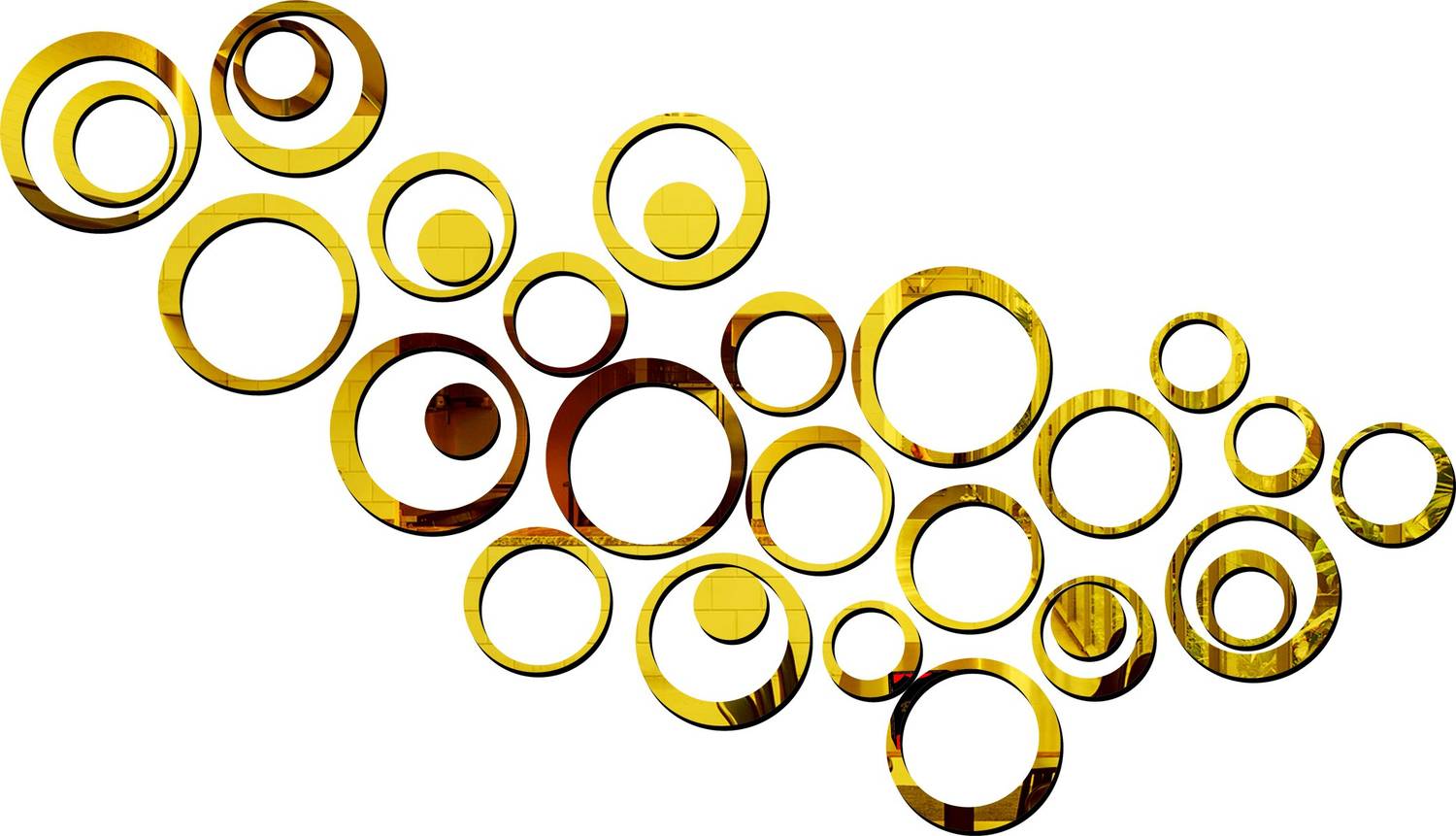 Bikri Kendra 150 cm 30 rings golden 3D acrylic mirror wall sticker Self Adhesive Sticker