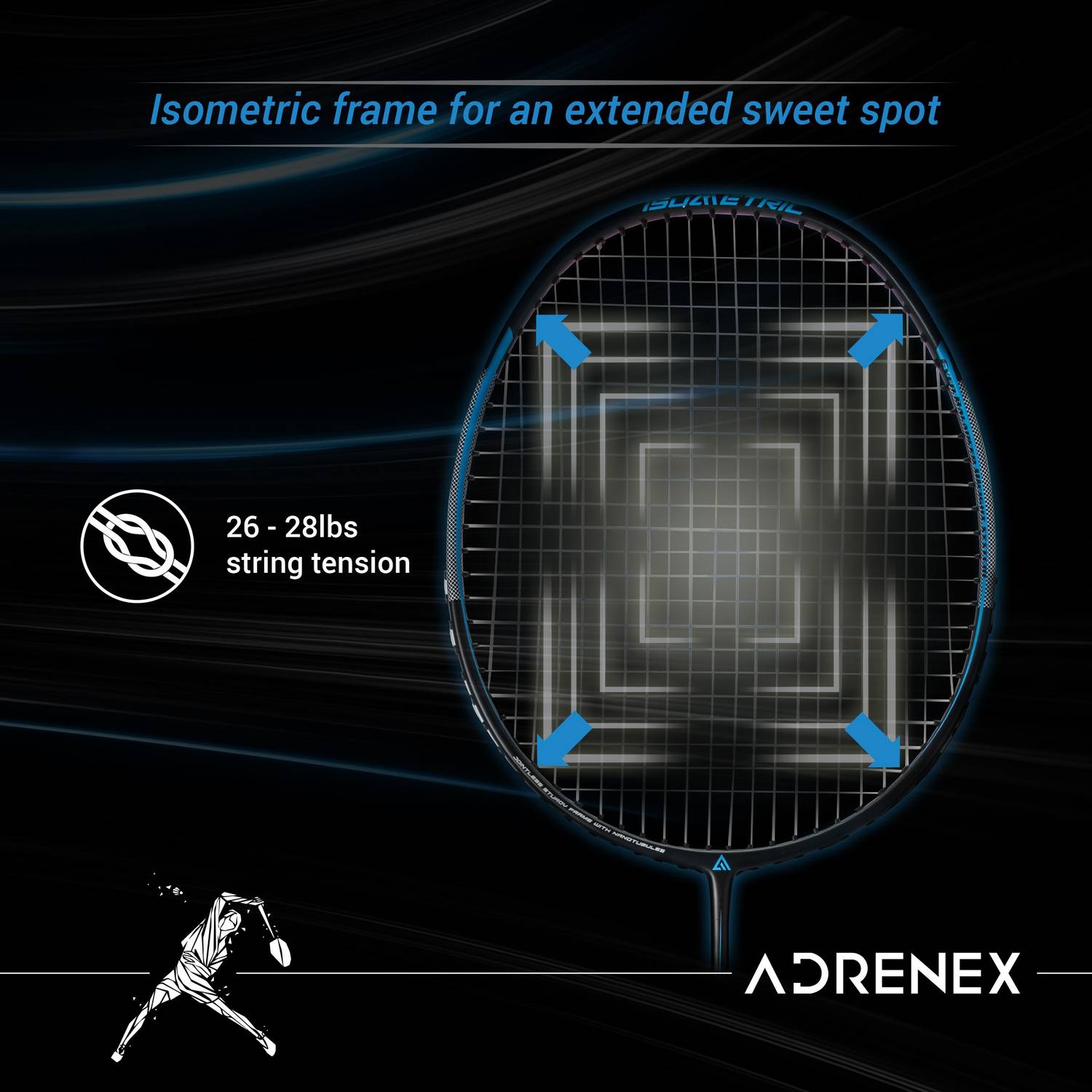 Adrenex R501 Full Graphite Badminton Racquet Black, Blue - Image 5