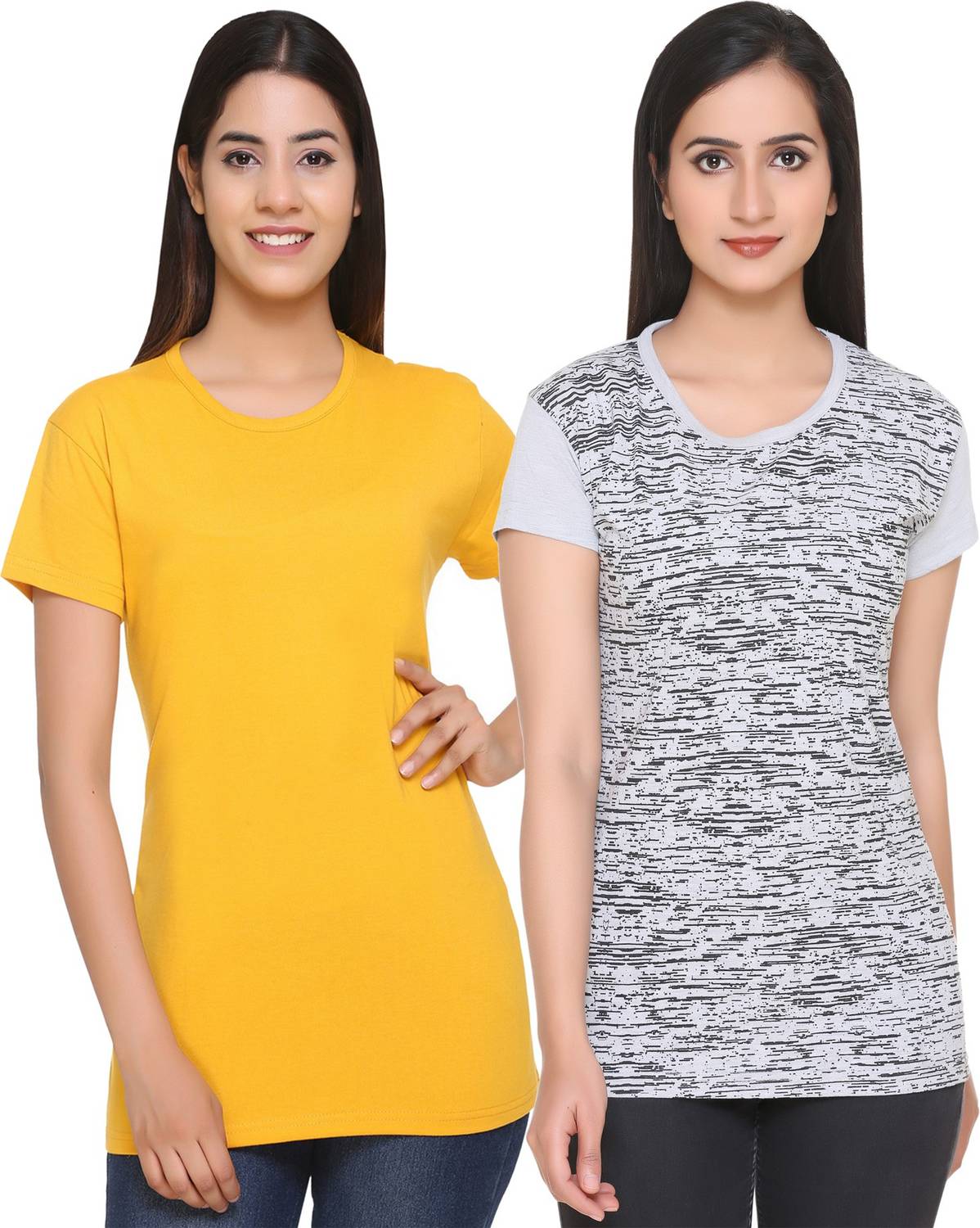 69GAL Printed Women Round Neck Multicolor T-Shirt