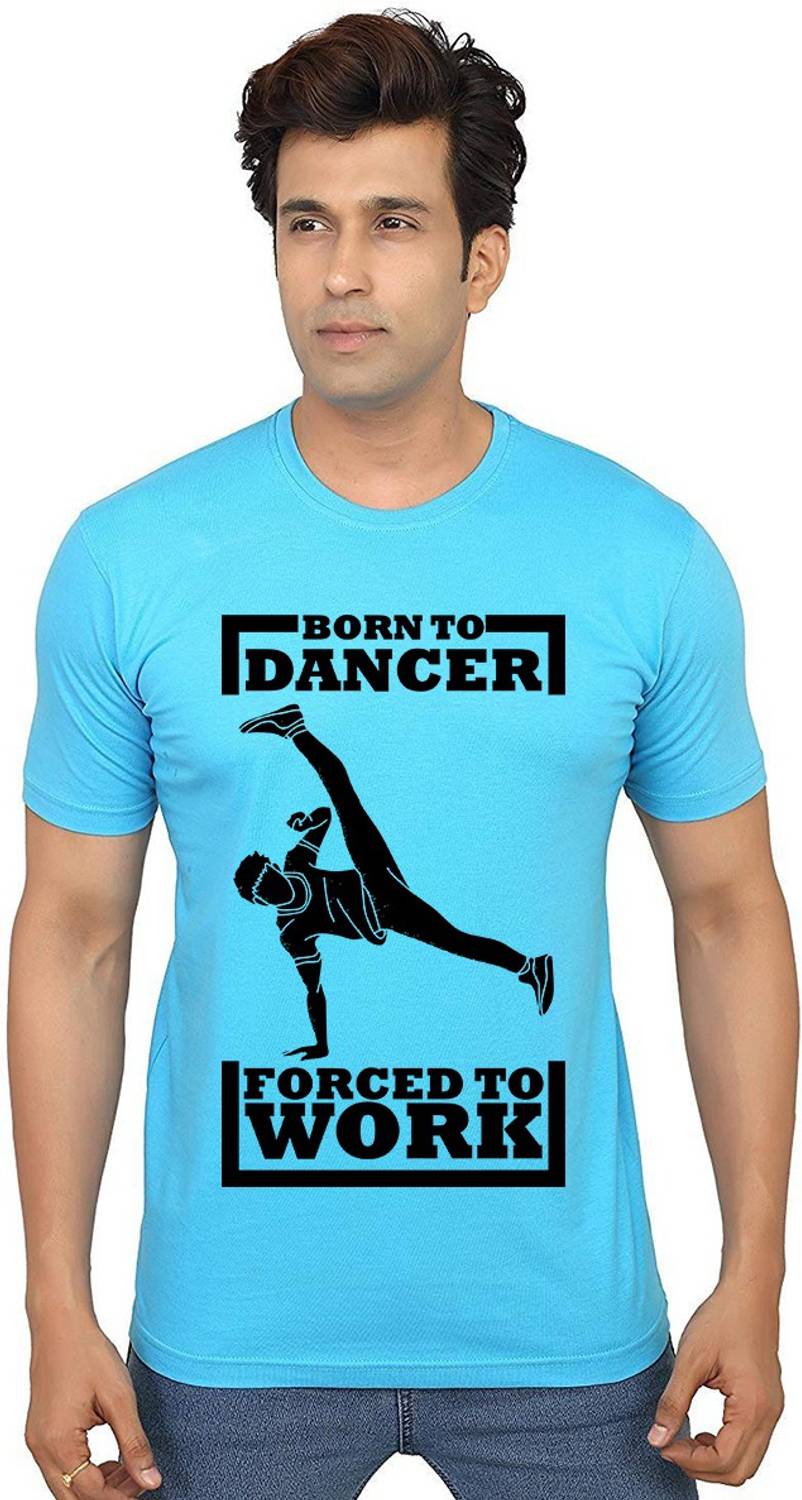 Aseria Graphic Print Men Round Neck Light Blue T-Shirt