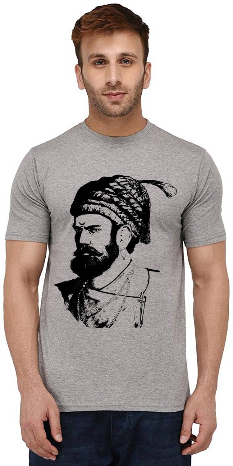 Aseria Graphic Print Men Round Neck Grey T-Shirt