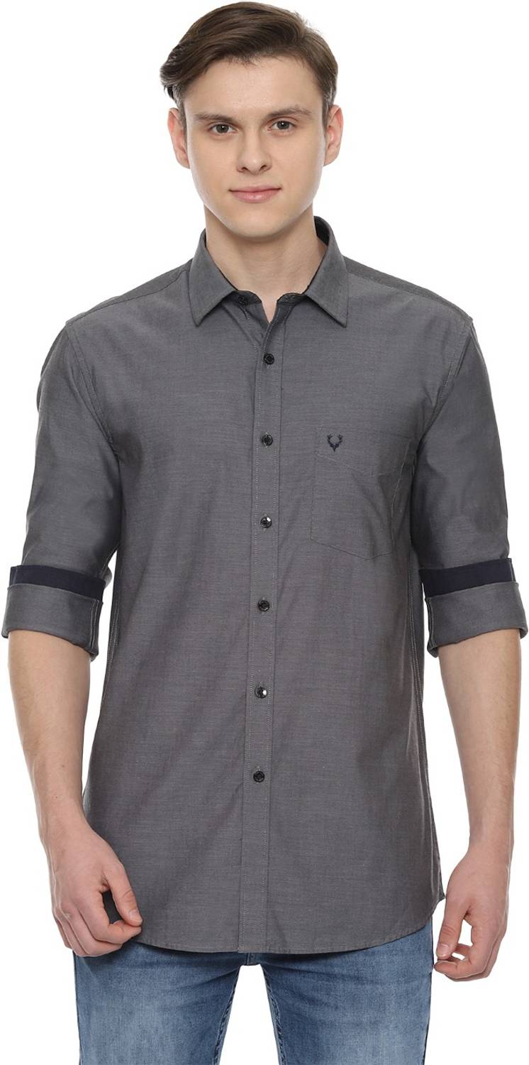 Allen Solly Men Self Design Casual Grey Shirt