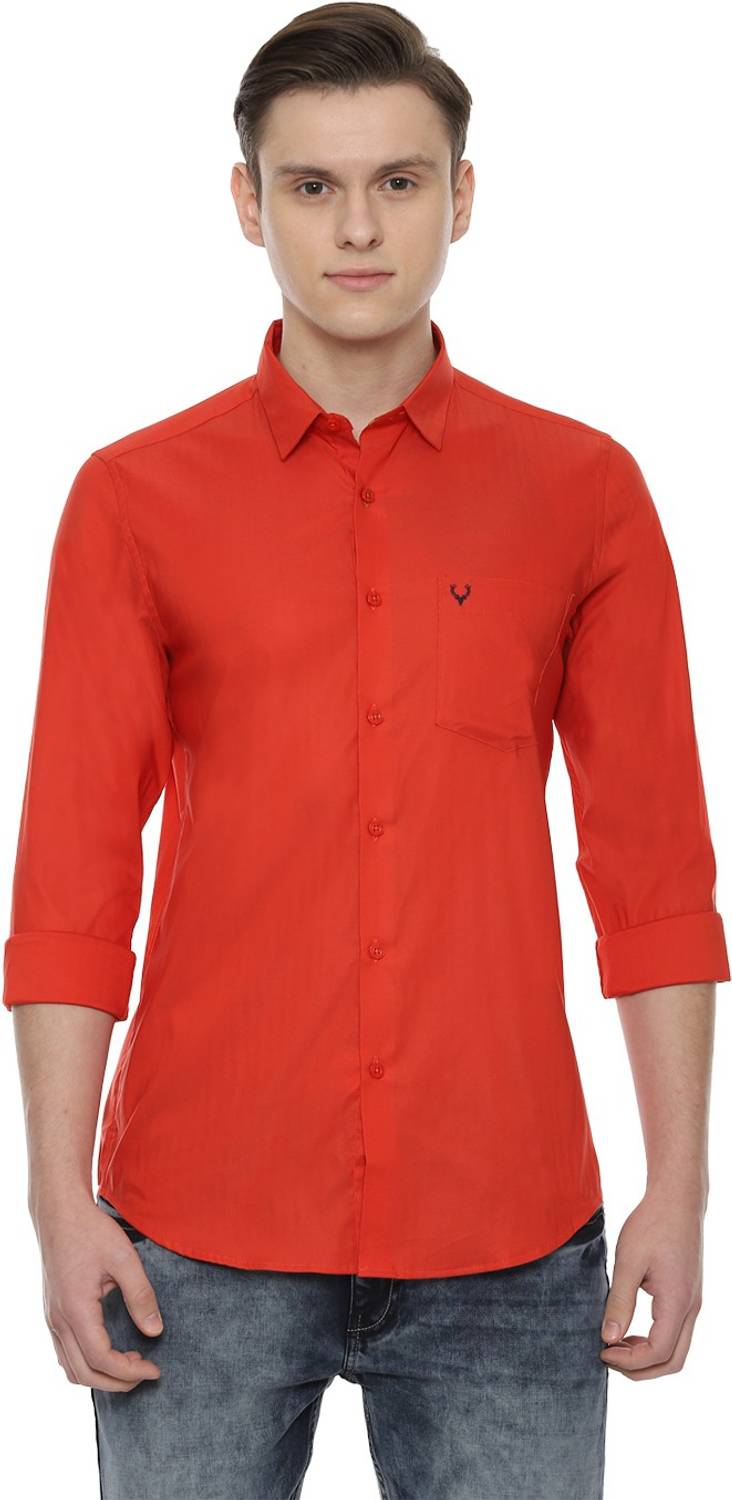 Allen Solly Men Solid Casual Orange Shirt